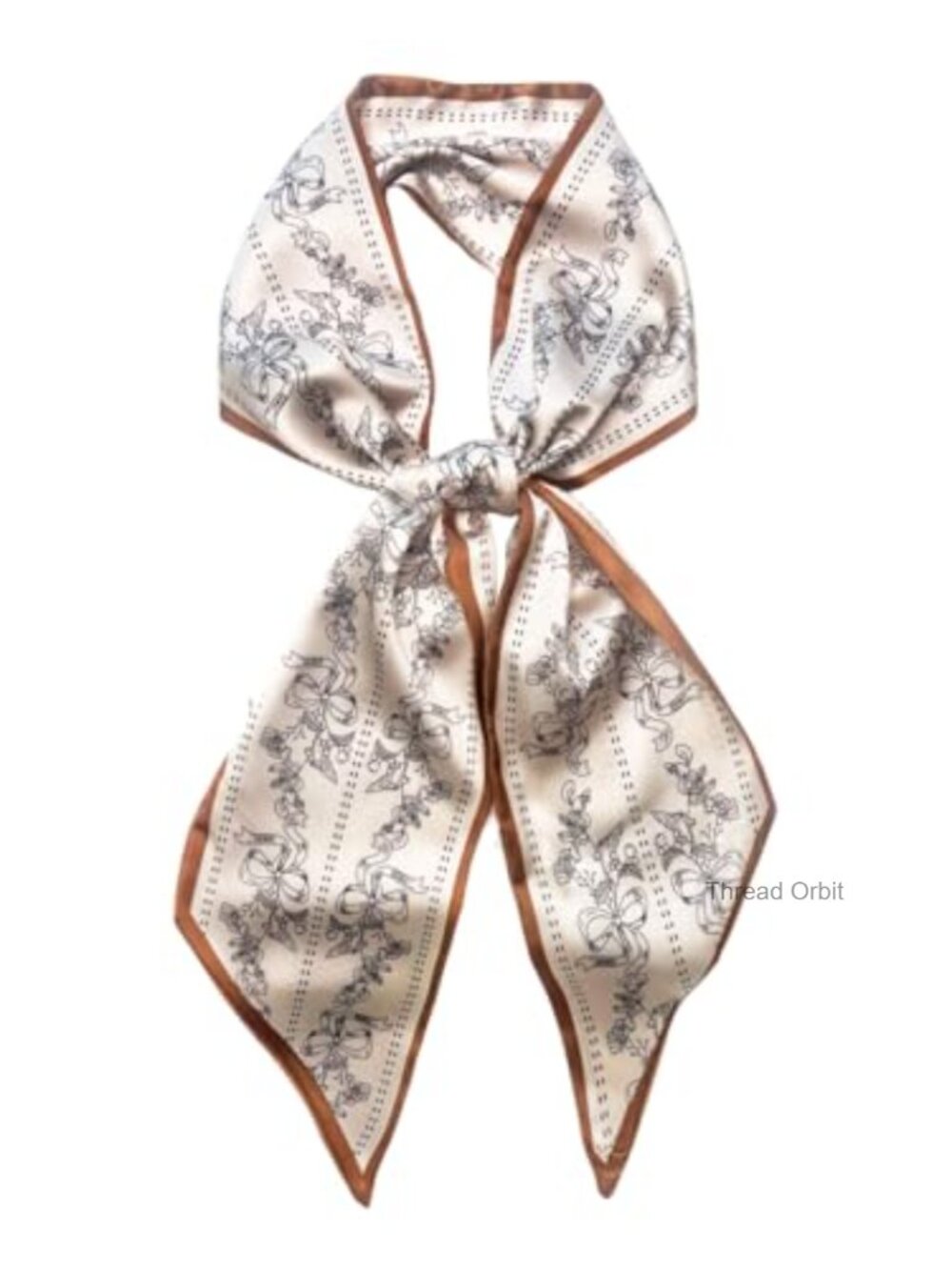 Silky Satin Long Hair Scarf Letter Print Head Wrap Purse Bag Accessory